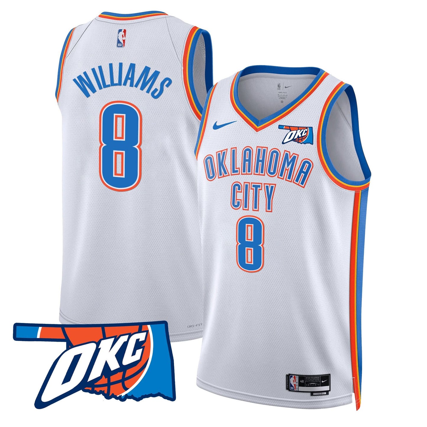 Men's Oklahoma City Thunder Swingman Jersey - Oklahoma Patch - All Stitched
