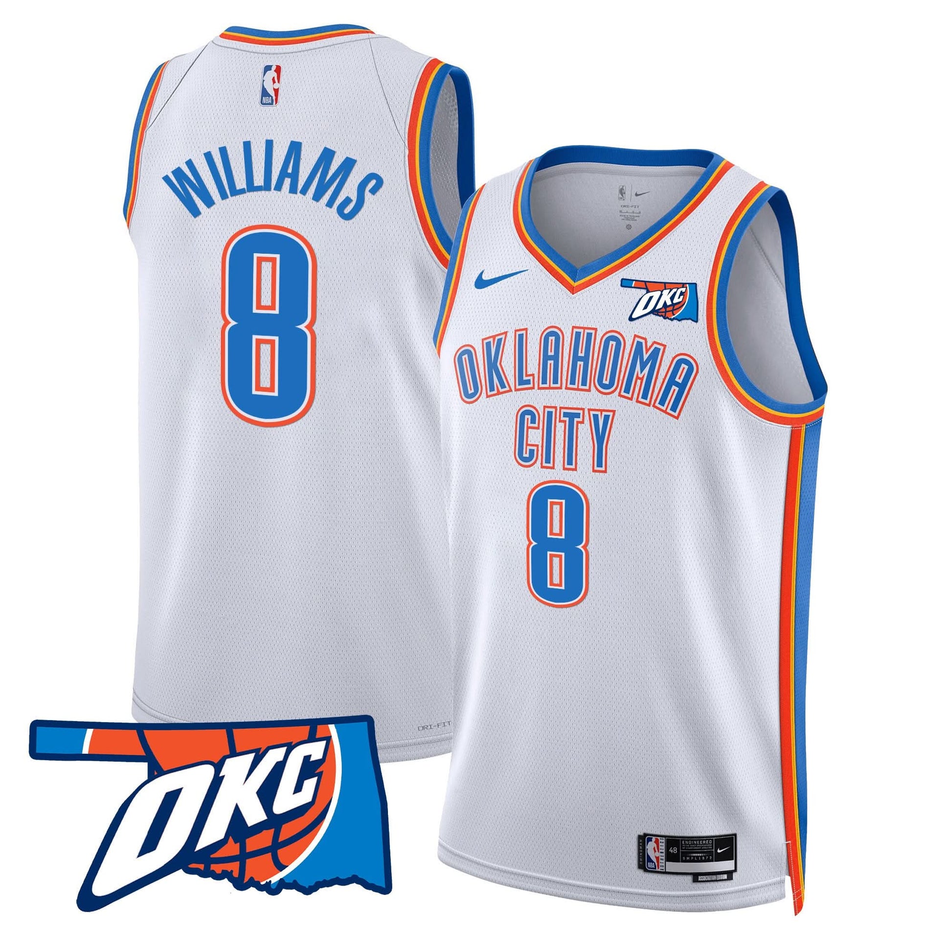 Men's Oklahoma City Thunder Swingman Jersey - Oklahoma Patch - All Stitched