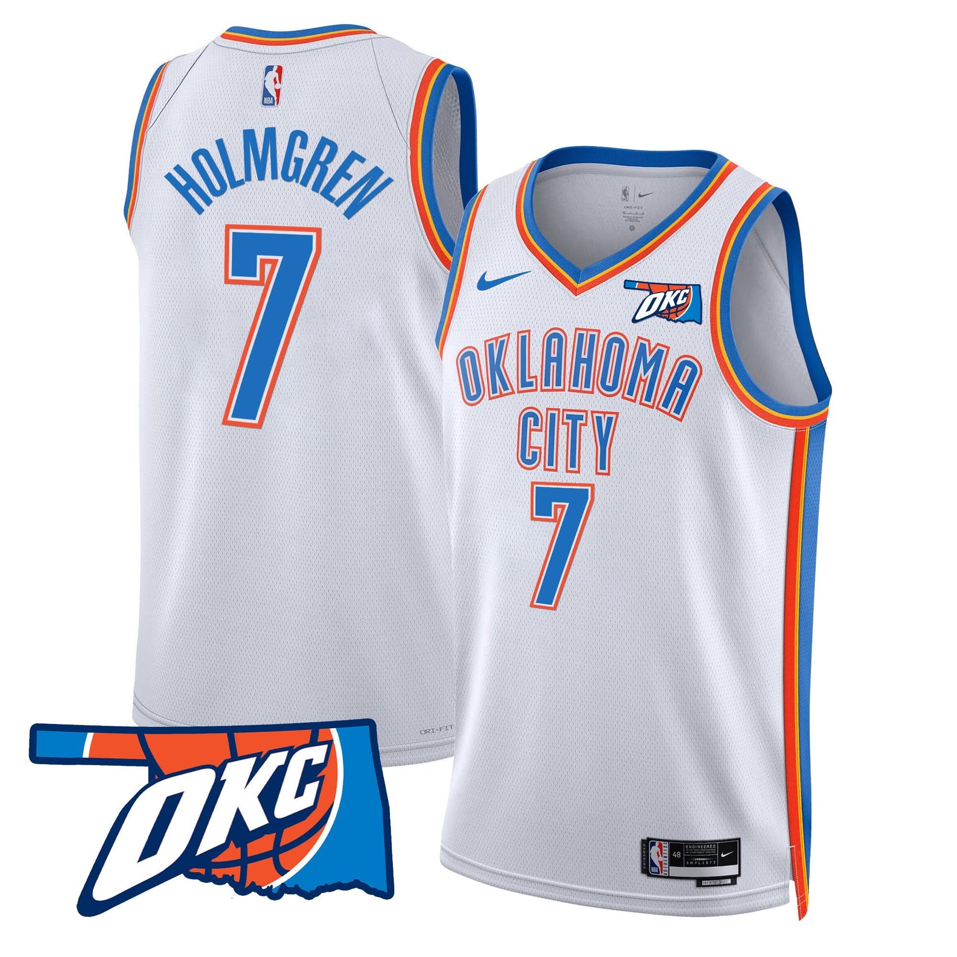 Men's Oklahoma City Thunder Swingman Jersey - Oklahoma Patch - All Stitched