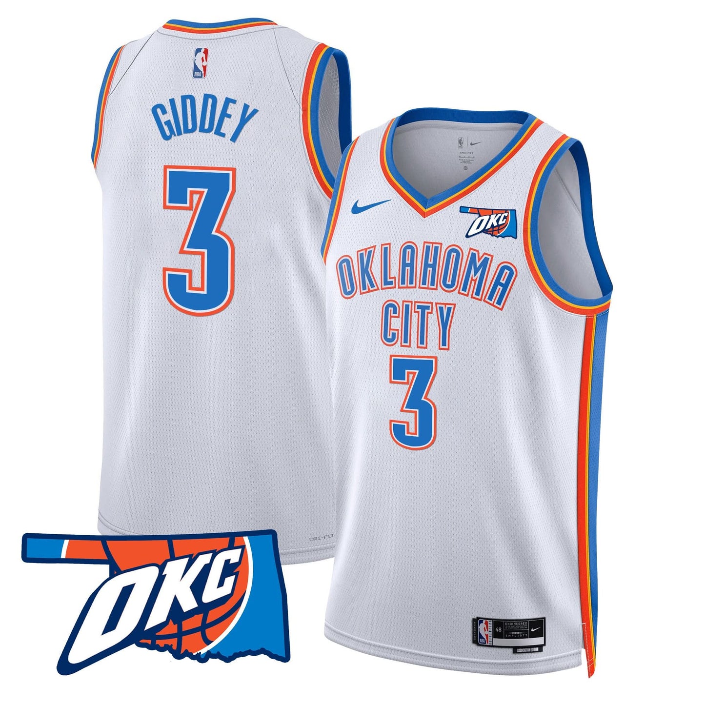 Men's Oklahoma City Thunder Swingman Jersey - Oklahoma Patch - All Stitched