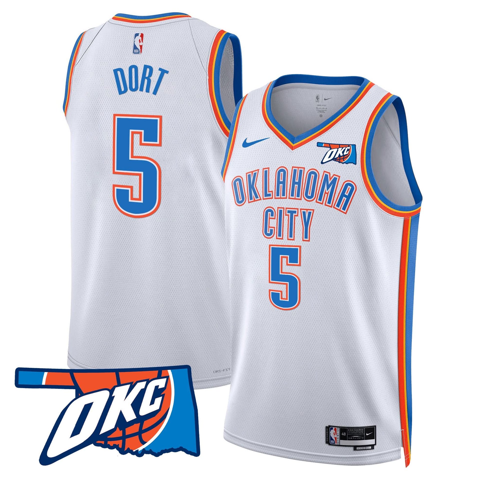 Men's Oklahoma City Thunder Swingman Jersey - Oklahoma Patch - All Stitched