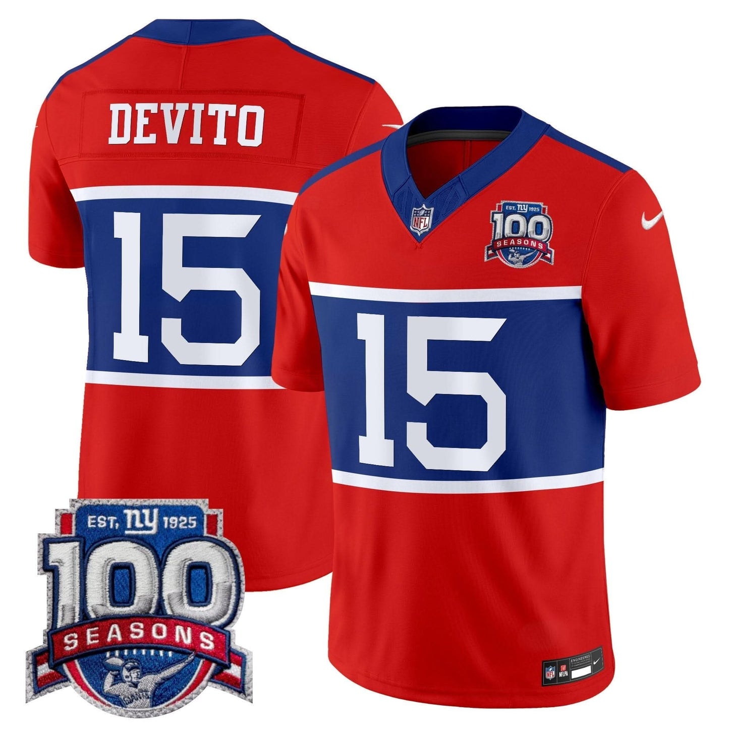 New York Giants 'Century Red' 100th Season Commemorative Vapor Jersey - All Stitched