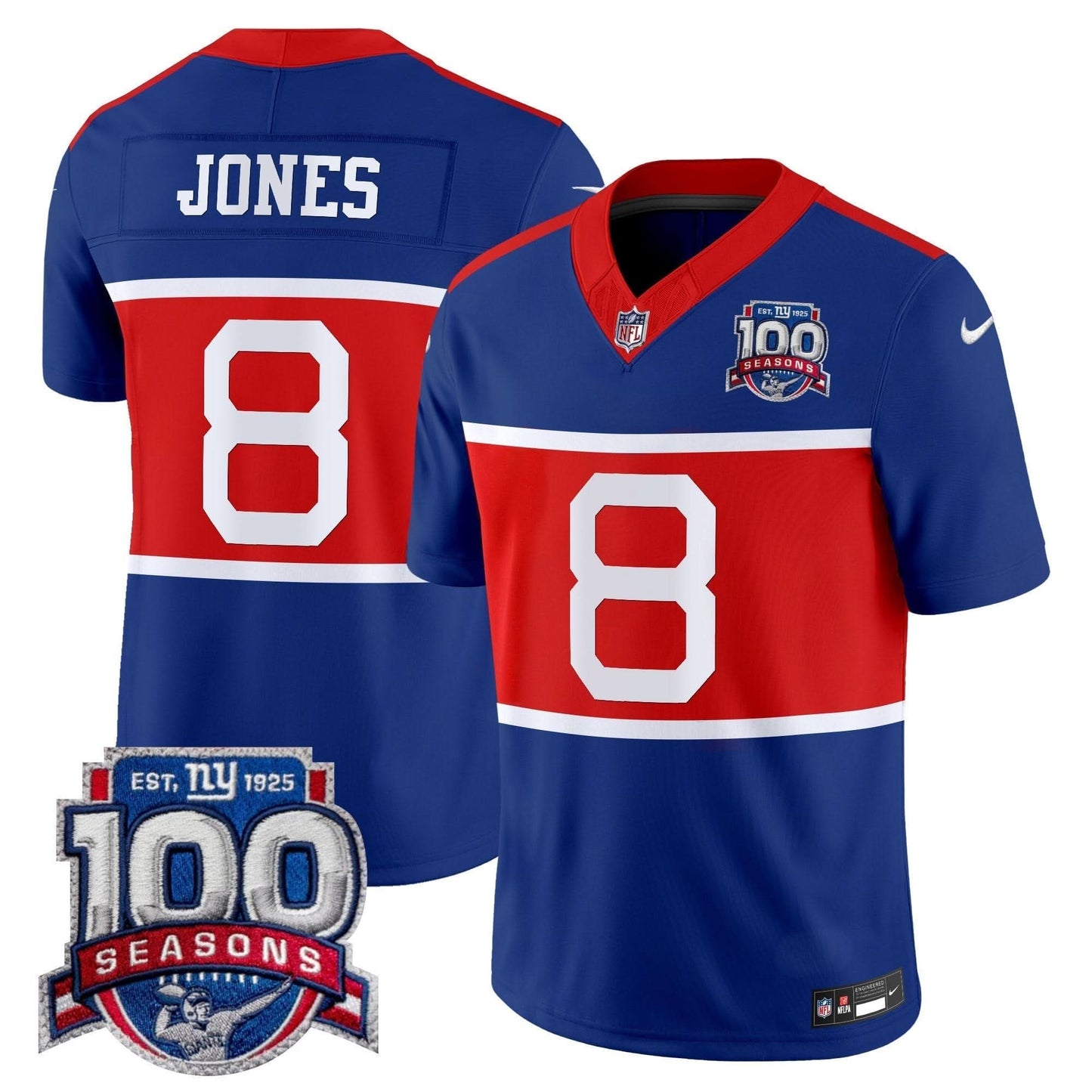 New York Giants 'Century Red' 100th Season Commemorative Vapor Jersey - All Stitched