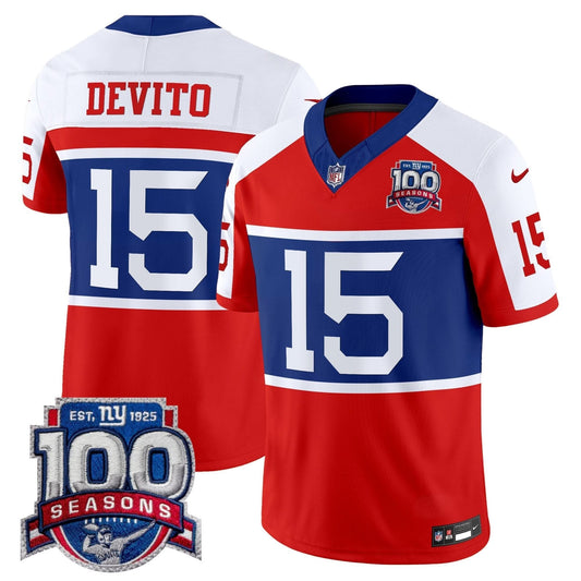 New York Giants 'Century Red' 100th Season Commemorative Vapor Jersey - All Stitched