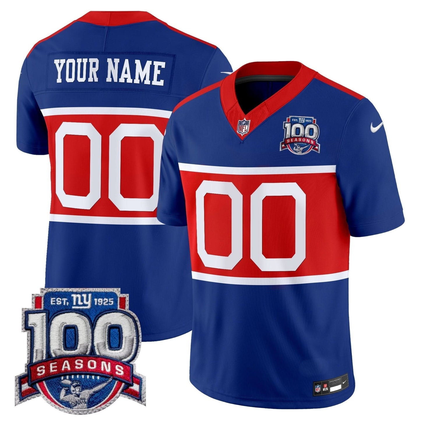 New York Giants 'Century Red' 100th Season Commemorative Vapor Custom Jersey - All Stitched