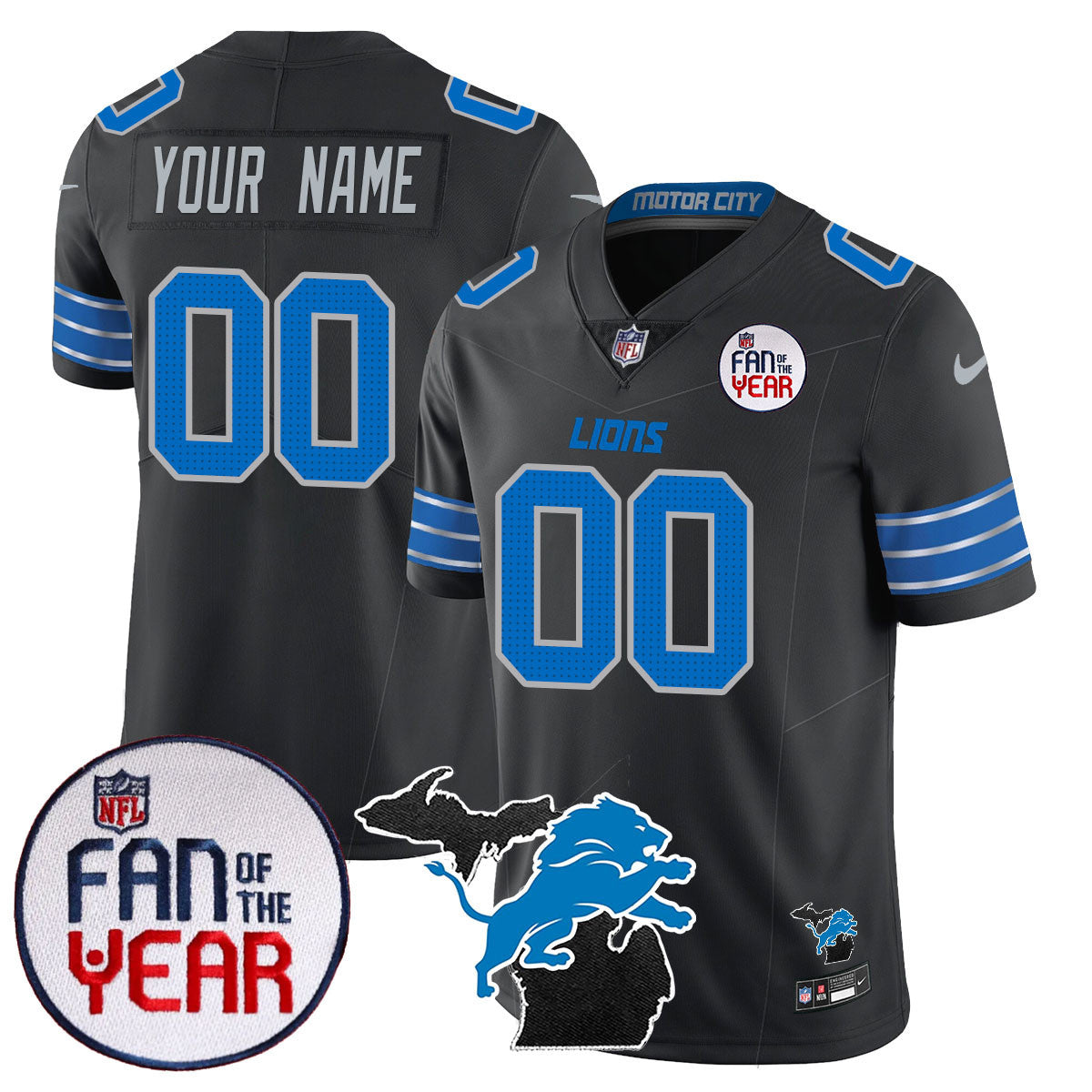 Men's Detroit Lions "Fan Of The Year" Jersey - All Stitched