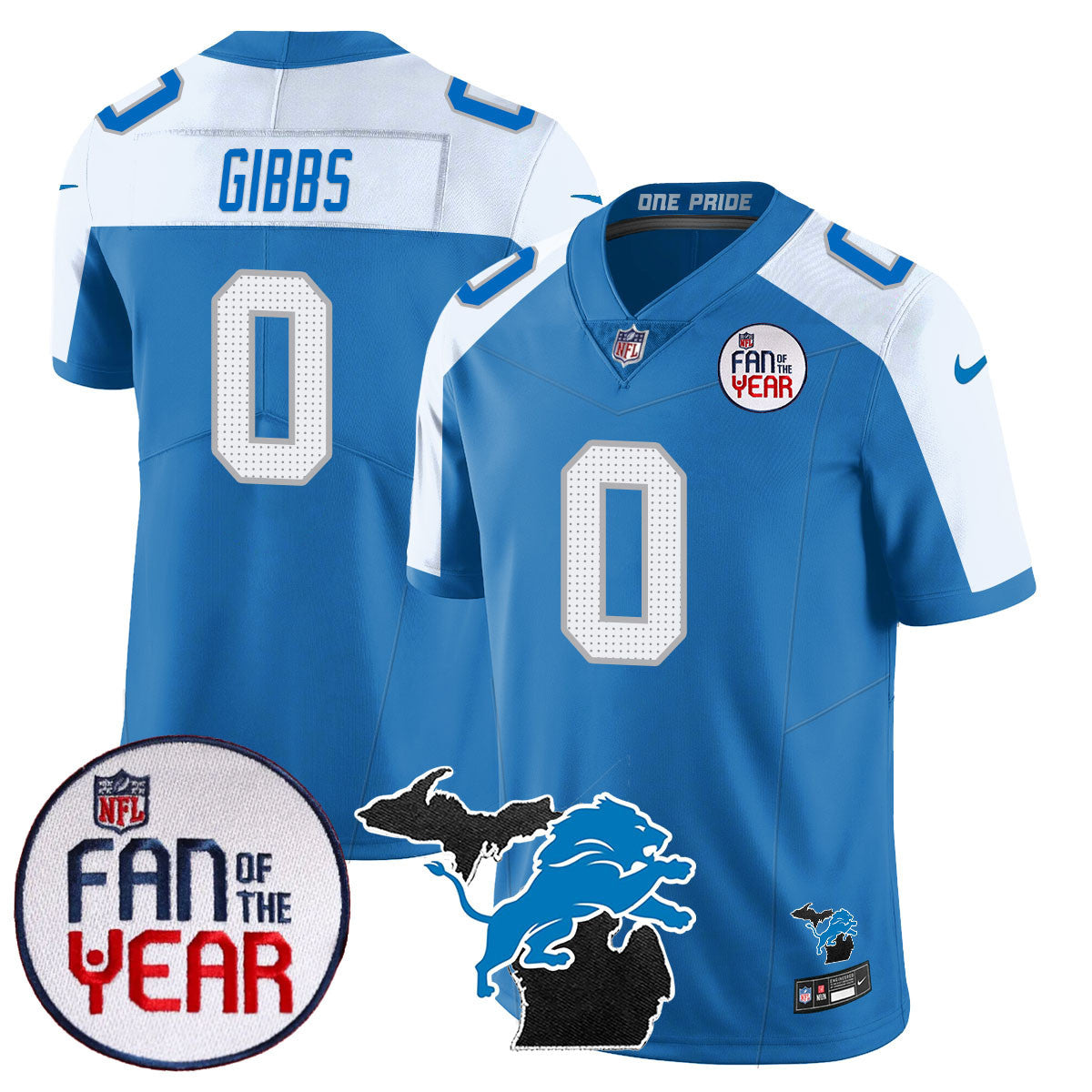 Men's Detroit Lions "Fan Of The Year" Jersey - All Stitched