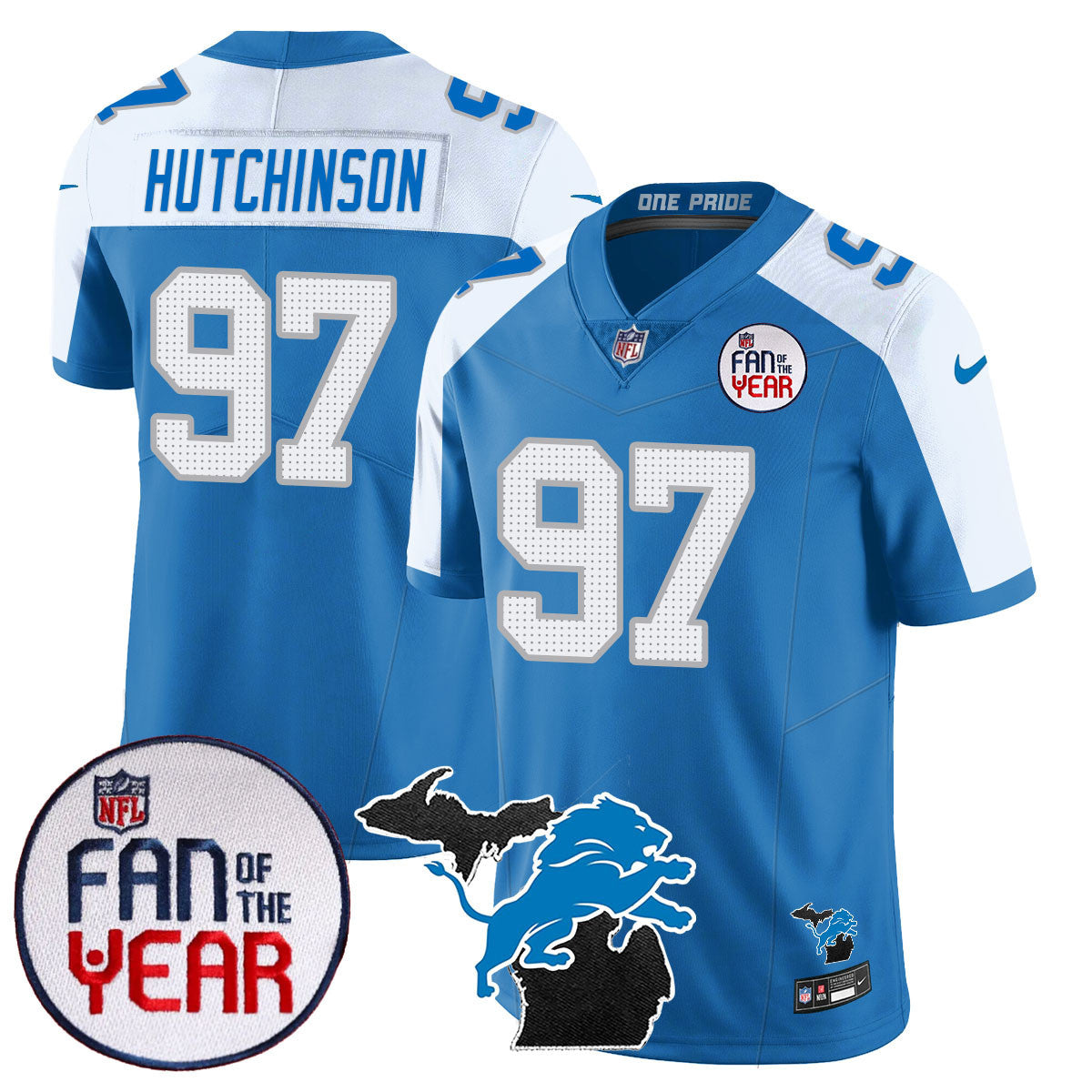 Men's Detroit Lions "Fan Of The Year" Jersey - All Stitched