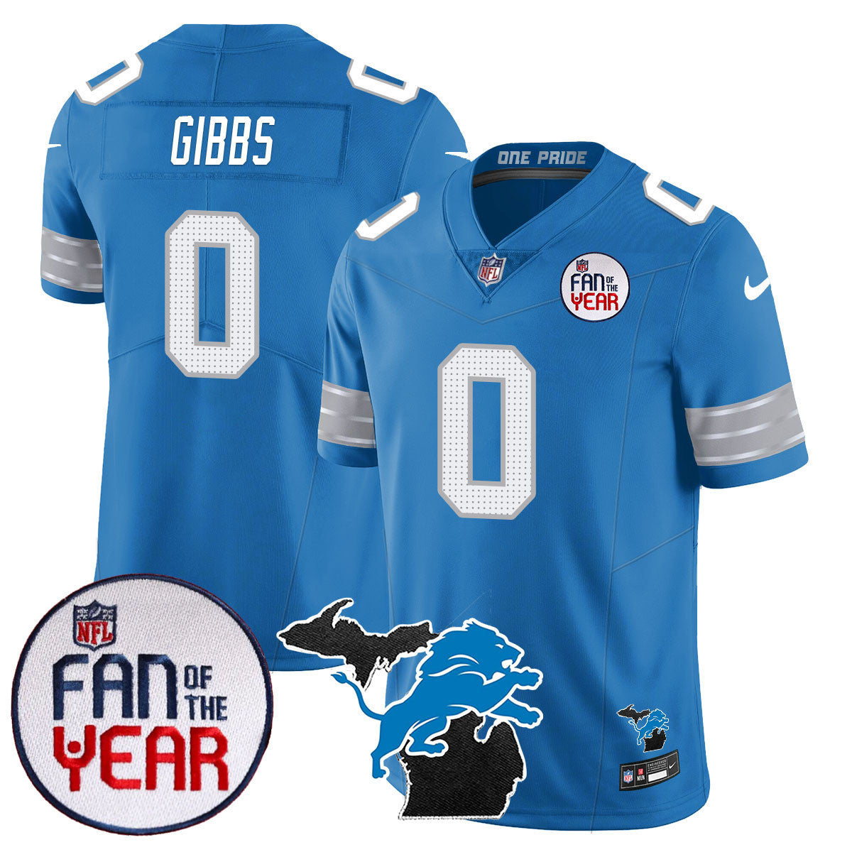 Men's Detroit Lions "Fan Of The Year" Jersey - All Stitched