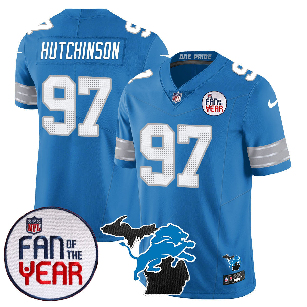 Men's Detroit Lions "Fan Of The Year" Jersey - All Stitched