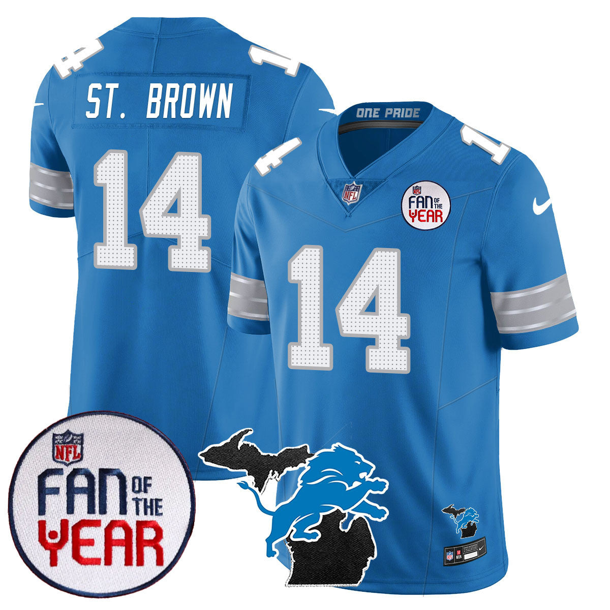 Men's Detroit Lions "Fan Of The Year" Jersey - All Stitched