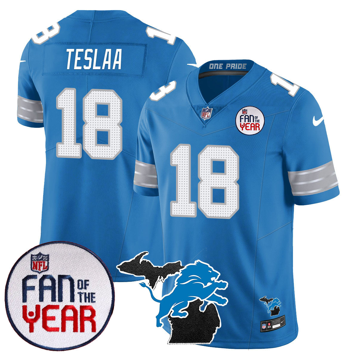 Men's Detroit Lions "Fan Of The Year" Jersey - All Stitched