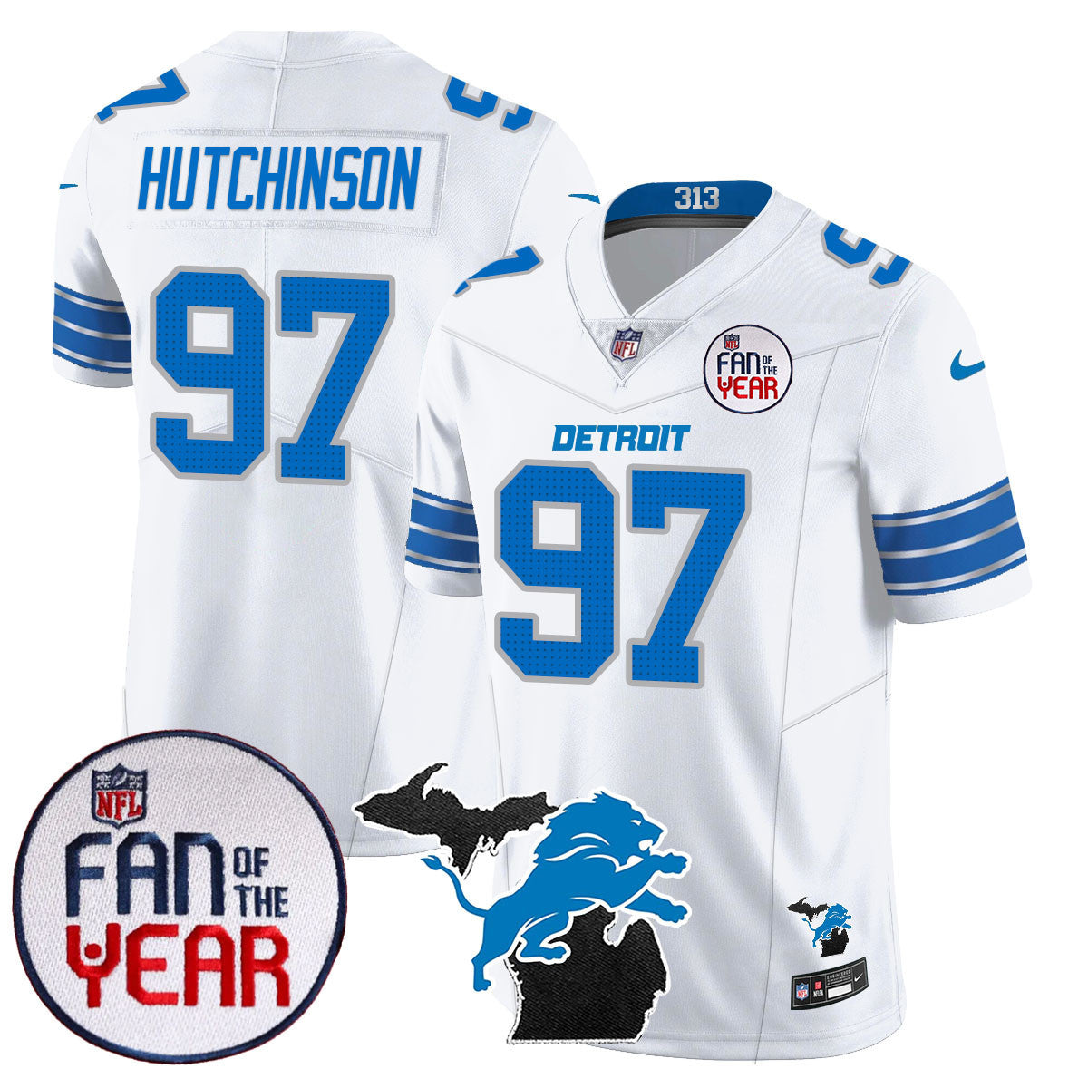 Detroit Lions "Fan Of The Year" Jersey - All Stitched