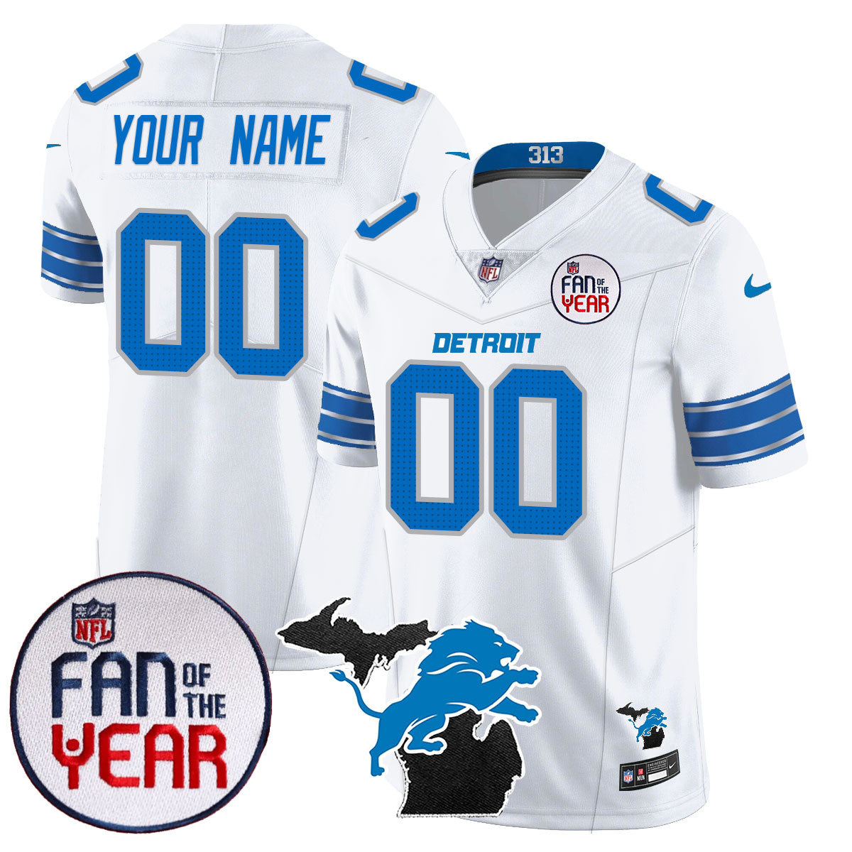 Detroit Lions "Fan Of The Year" Custom Jersey - All Stitched