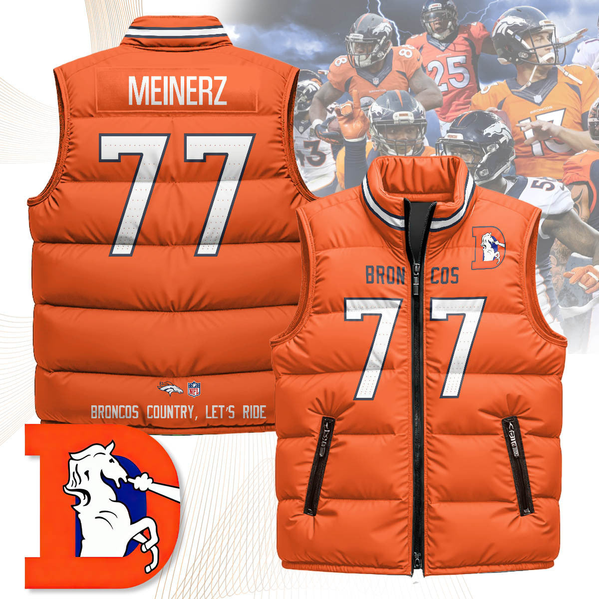 Denver Broncos Unisex Puffer Vest