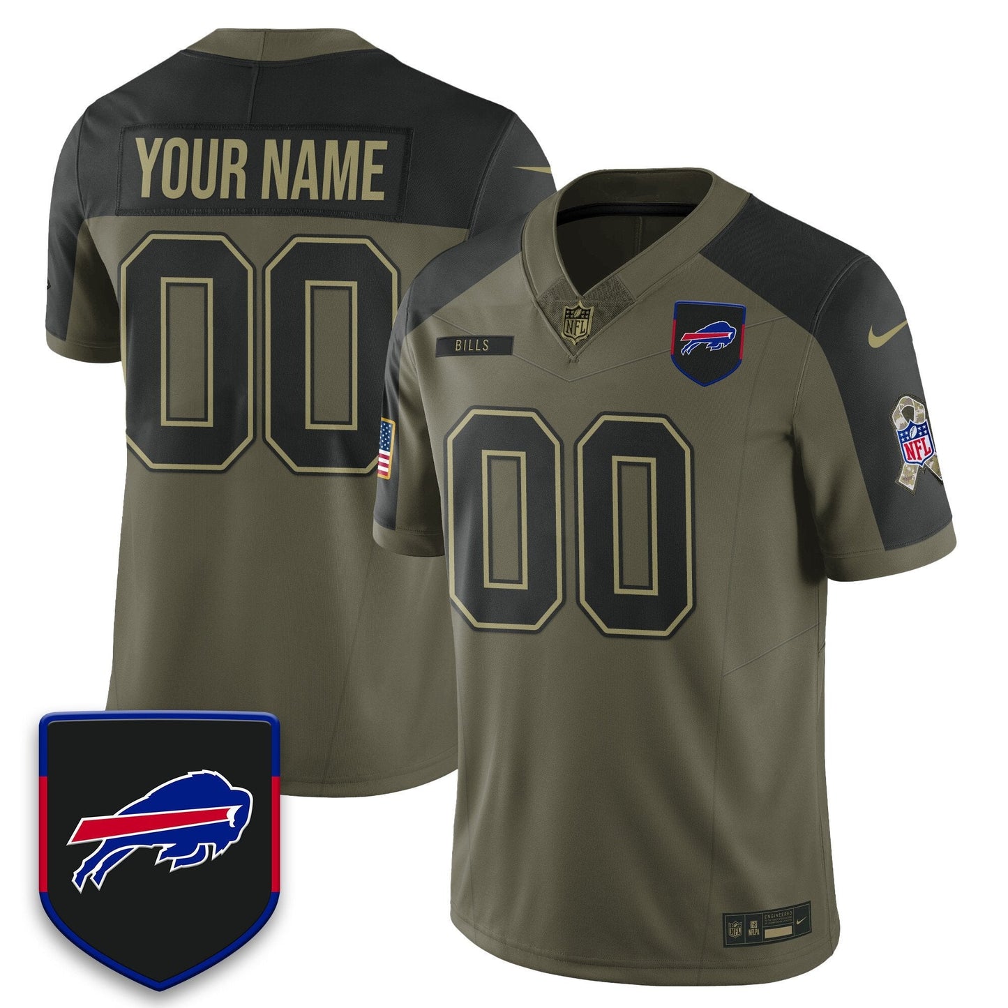 Buffalo Bills 2025 Salute to Service Limited Custom Jersey - All Stitched