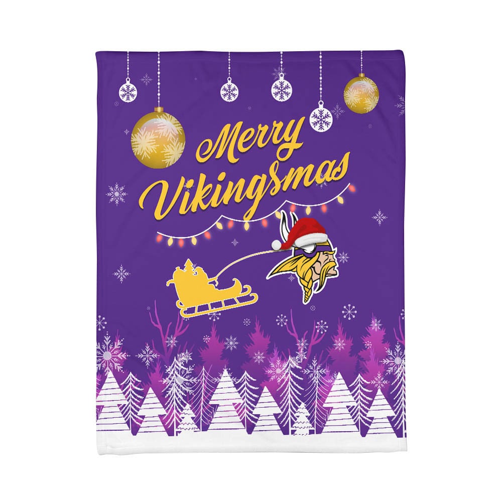 Minnesota Vikings | Premium Christmas Fleece Blanket & Throw Pillow Combo MM