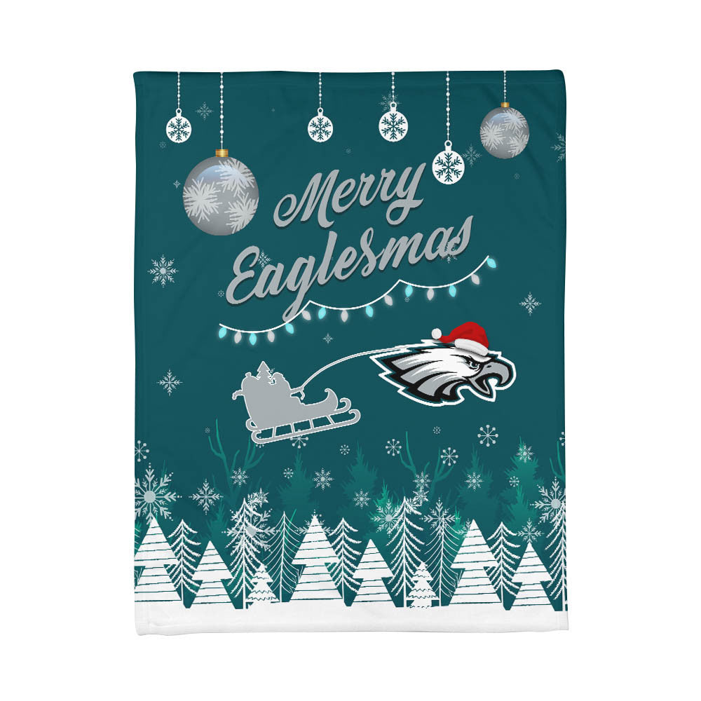 Philadelphia Eagles | Premium Christmas Fleece Blanket & Throw Pillow Combo MM