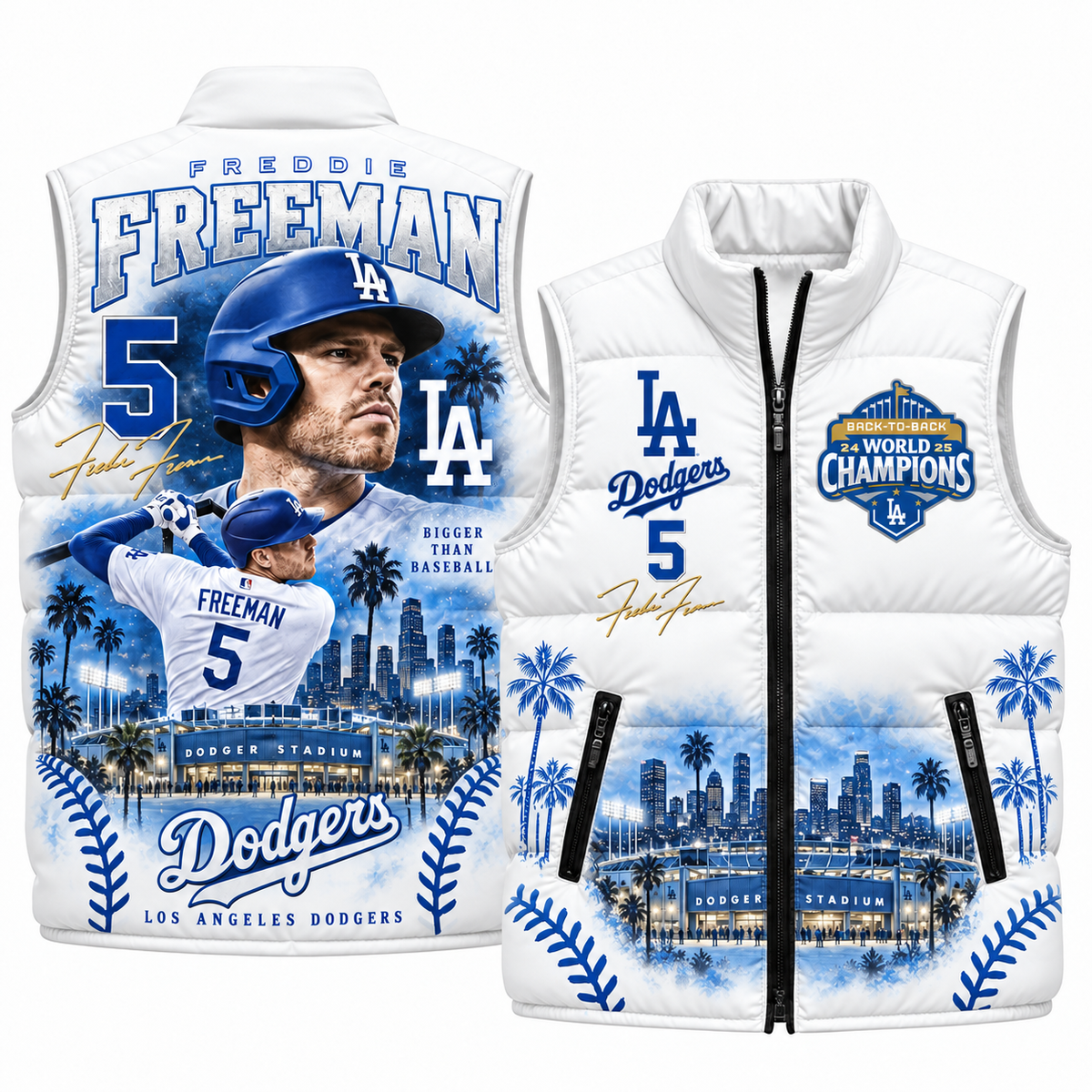 LAD #5 Freddie Freeman Puffer Vest - Printed