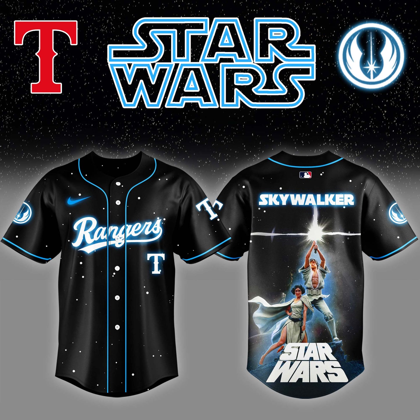 .Texas Rangers x Stars Wars Luke Skywalker Game Night Baseball Jersey Editions Limited v4