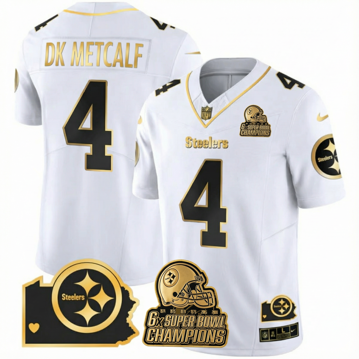 PIT 6-Time Champions Home Patch Gold Vapor Limited Jersey - All Stitched