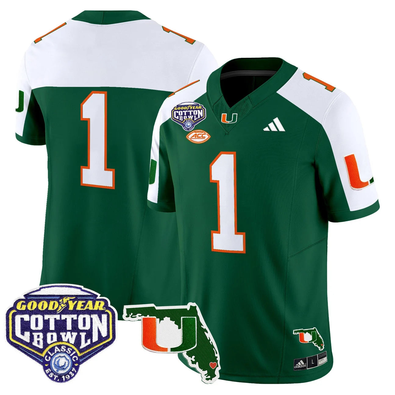 MIA 2025 Cotton Bowl & Florida Patch Vapor Limited Jersey - All Stitched