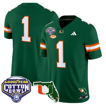 MIA 2025 Cotton Bowl & Florida Patch Vapor Limited Jersey - All Stitched