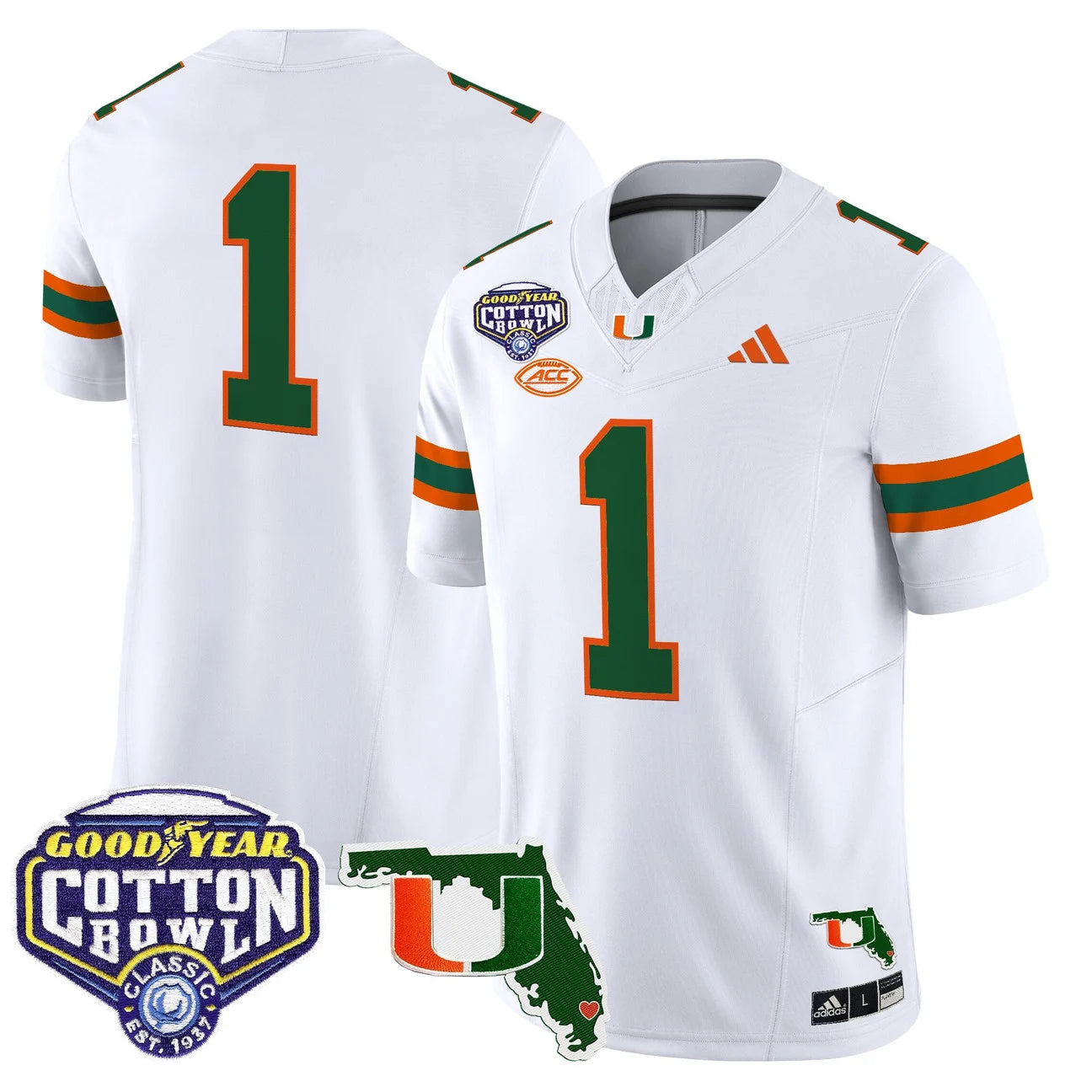 MIA 2025 Cotton Bowl & Florida Patch Vapor Limited Jersey - All Stitched