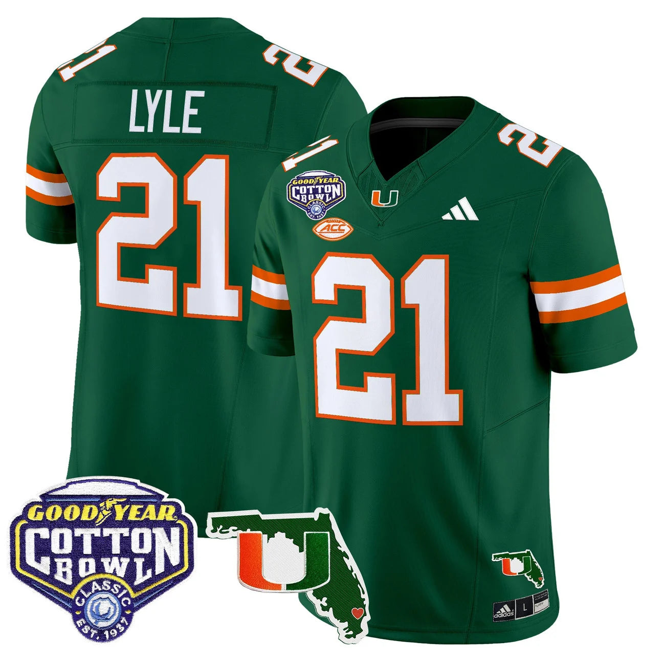 MIA 2025 Cotton Bowl & Florida Patch Vapor Limited Jersey - All Stitched