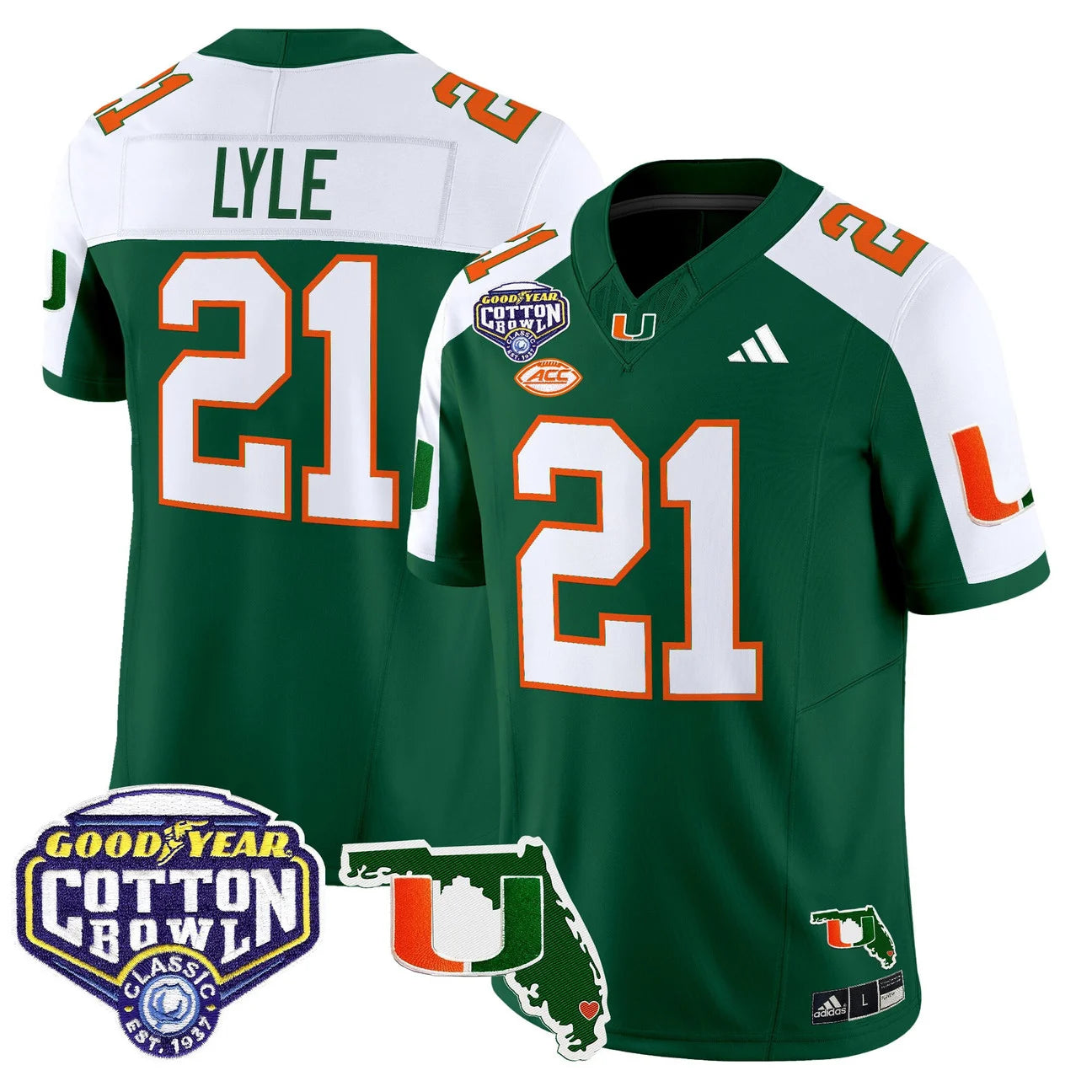 MIA 2025 Cotton Bowl & Florida Patch Vapor Limited Jersey - All Stitched