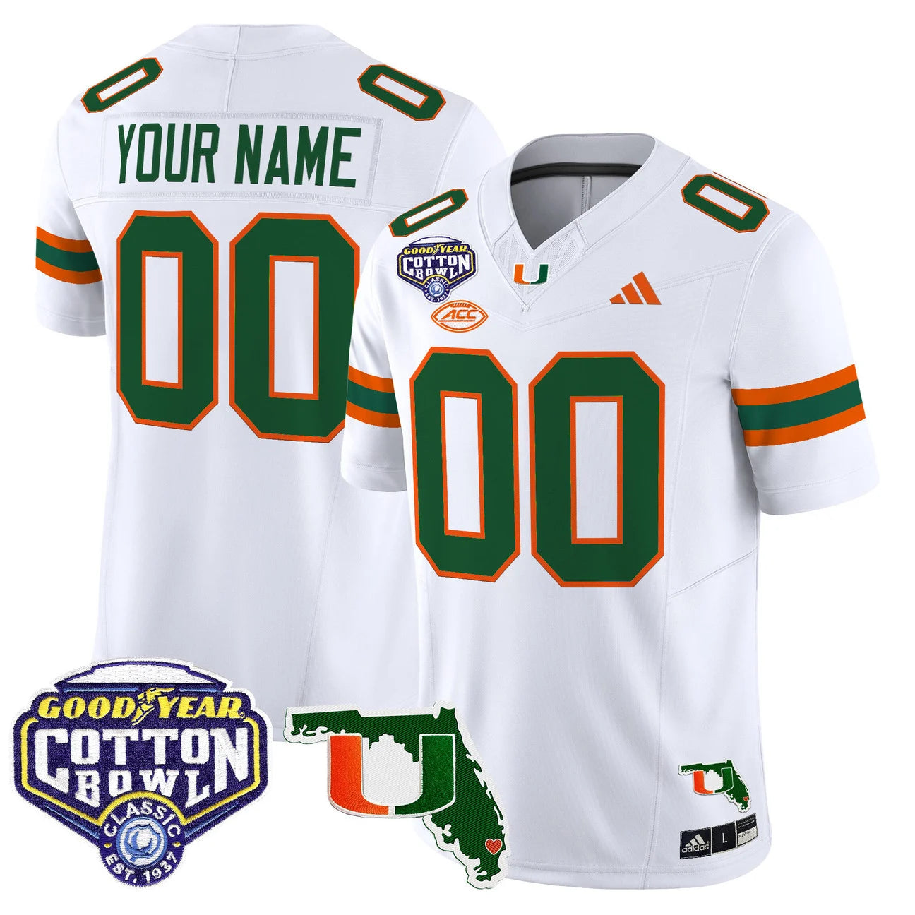 MIA 2025 Cotton Bowl & Florida Patch Vapor Limited Custom Jersey - All Stitched
