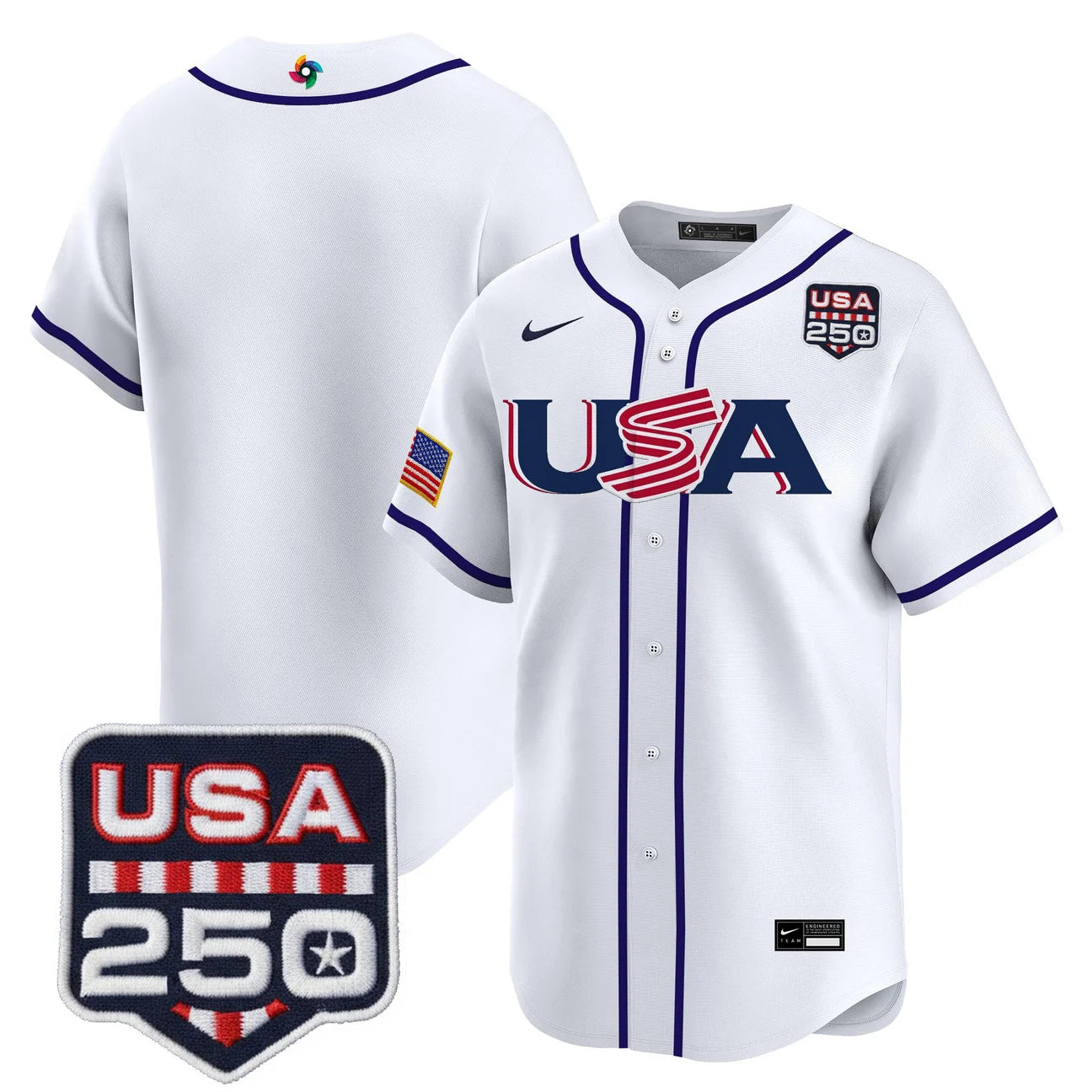 Team USA World Baseball Classic 250America Patch Vapor Premier Jersey - 2026 Roster - All Stitched