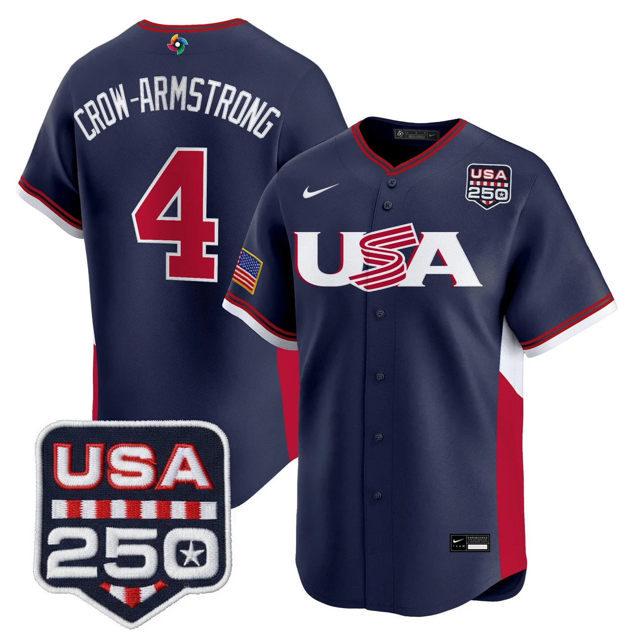 Team USA World Baseball Classic 250America Patch Vapor Premier Jersey - 2026 Roster - All Stitched