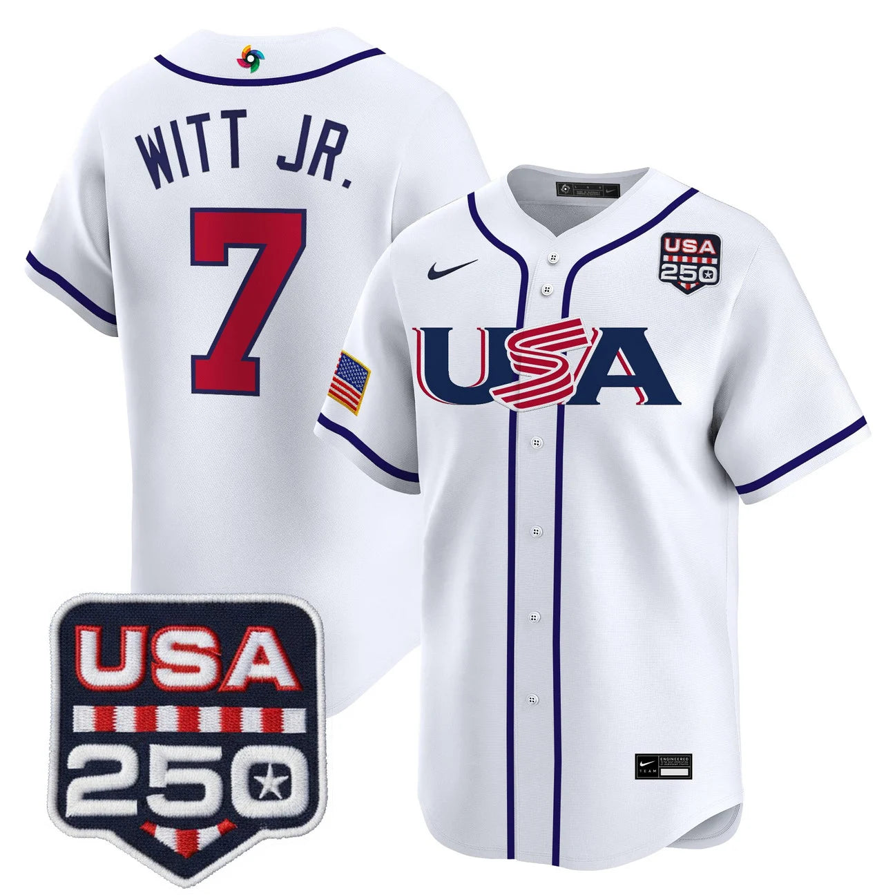 Team USA World Baseball Classic 250America Patch Vapor Premier Jersey - 2026 Roster - All Stitched