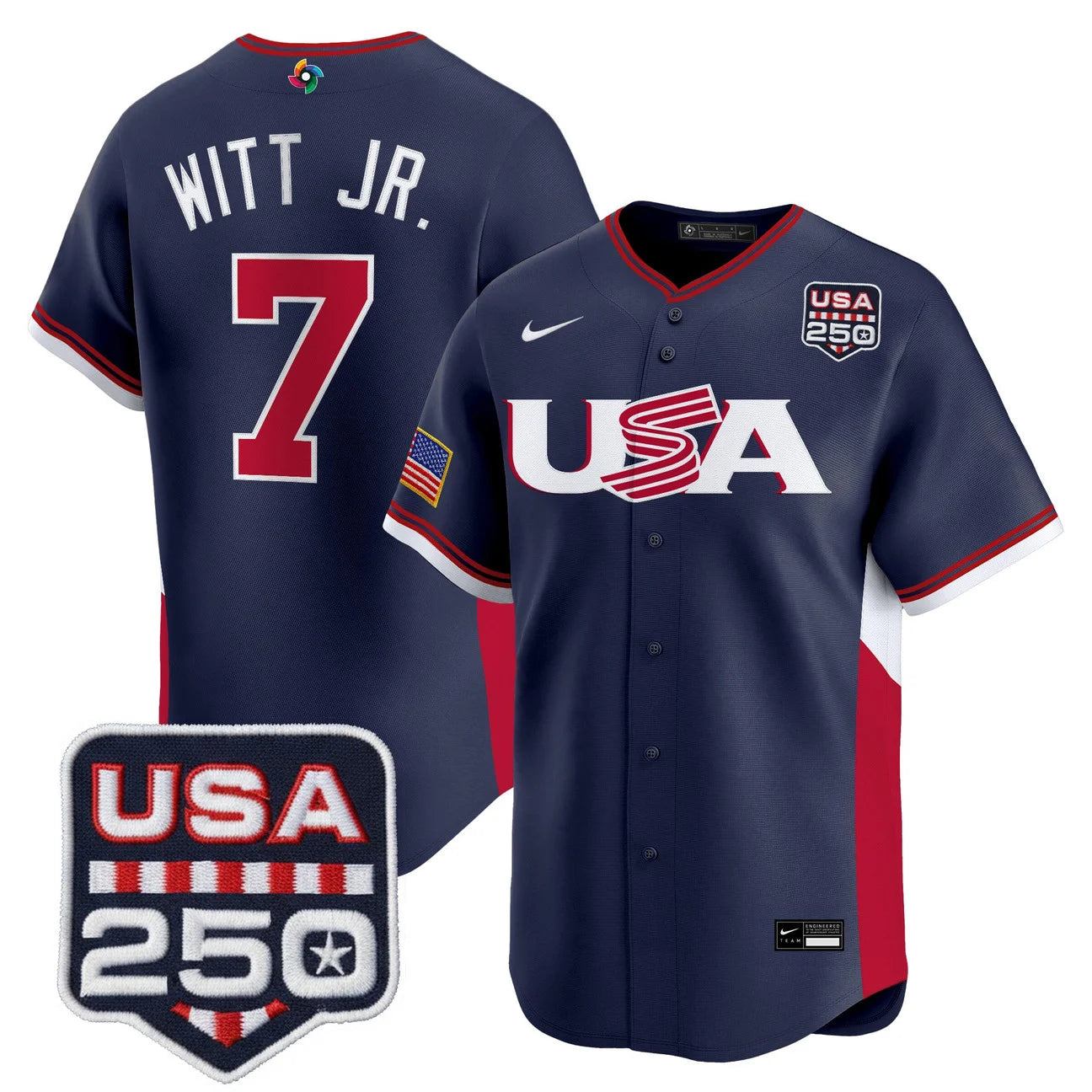 Team USA World Baseball Classic 250America Patch Vapor Premier Jersey - 2026 Roster - All Stitched