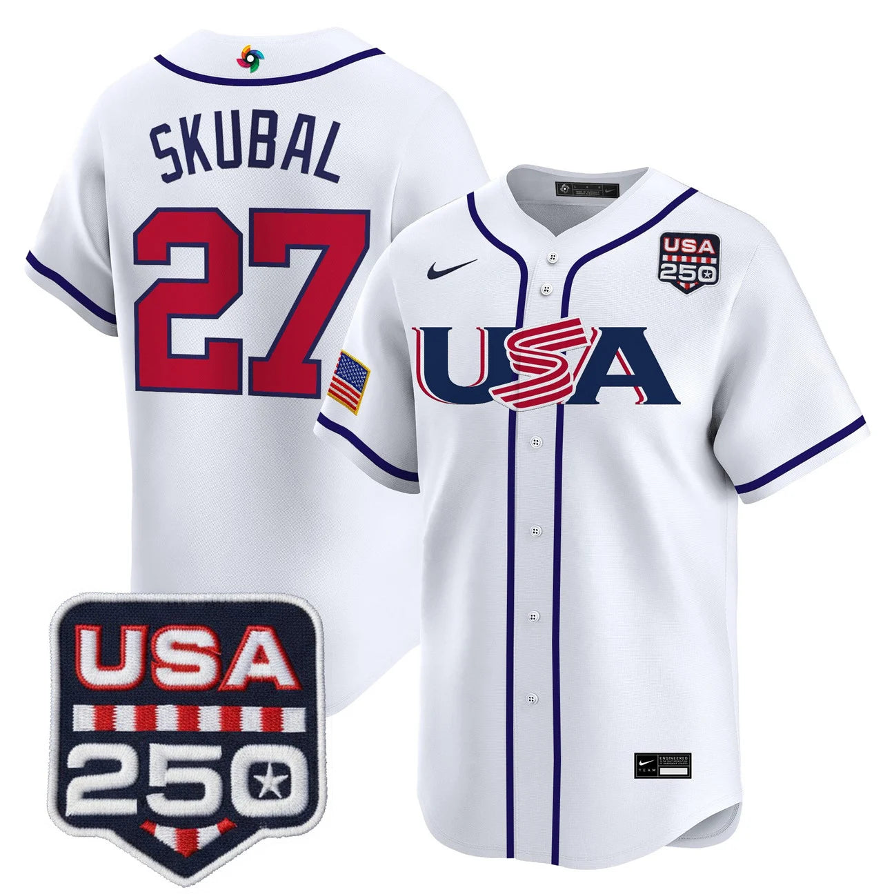 Team USA World Baseball Classic 250America Patch Vapor Premier Jersey - 2026 Roster - All Stitched