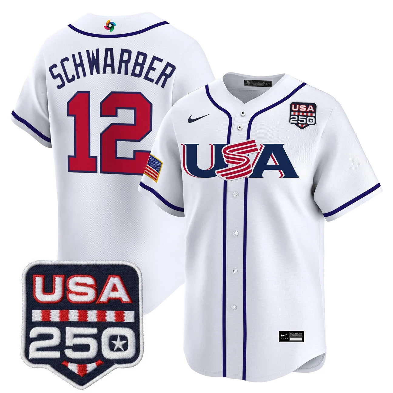 Team USA World Baseball Classic 250America Patch Vapor Premier Jersey - 2026 Roster - All Stitched