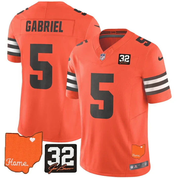 Browns #32 Jim Brown Memorial & Home Patch Vapor Limited Jersey - Stitched