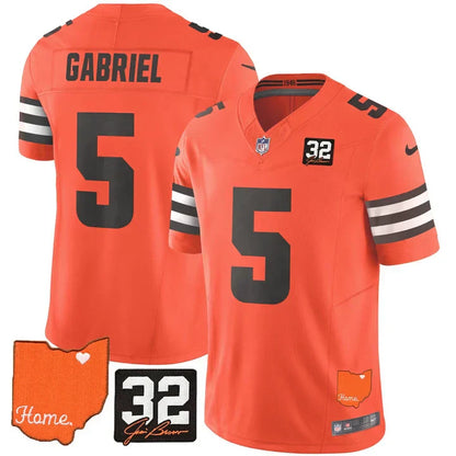 Browns #32 Jim Brown Memorial & Home Patch Vapor Limited Jersey - Stitched