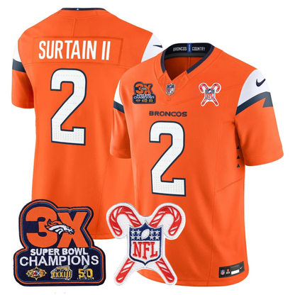 DEN 3-Time Champions & Christmas Patch Vapor Limited Jersey - All Stitched
