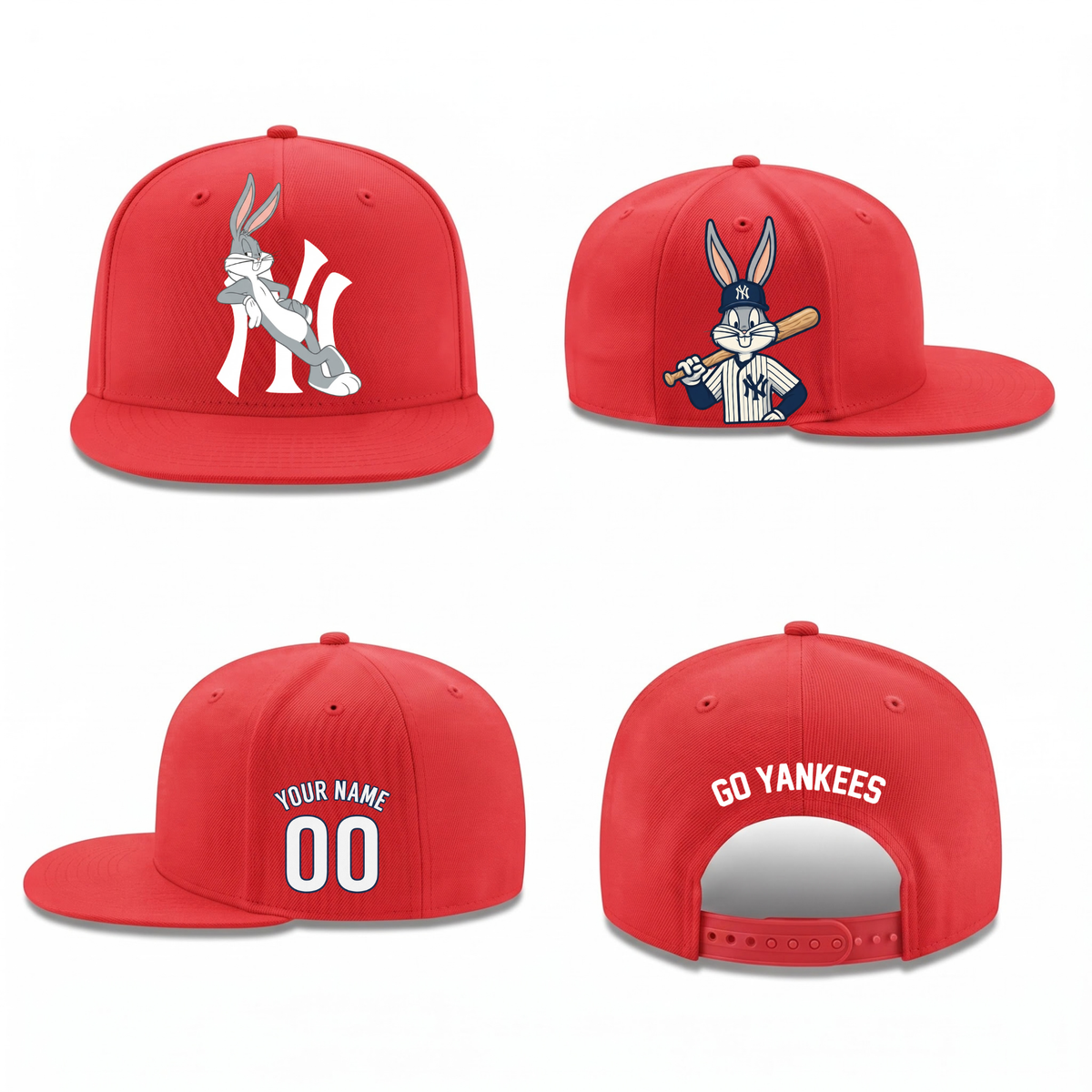 NYY x Bunny Personalized Snapback Cap - Printed
