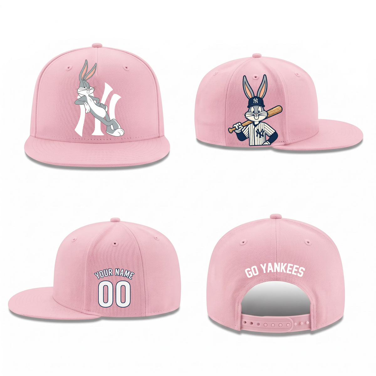 NYY x Bunny Personalized Snapback Cap - Printed