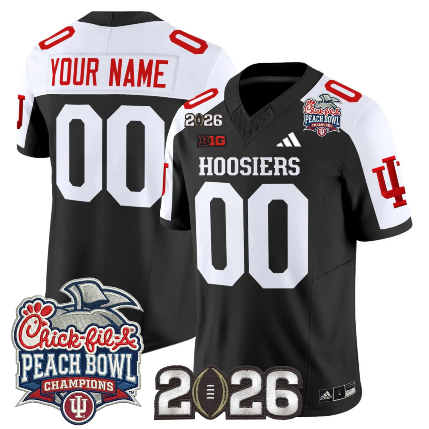 Indiana Hoosiers Peach Bowl Champions & 2026 CFP Finals Patch Vapor Limited Custom Jersey V1 - All Stitched