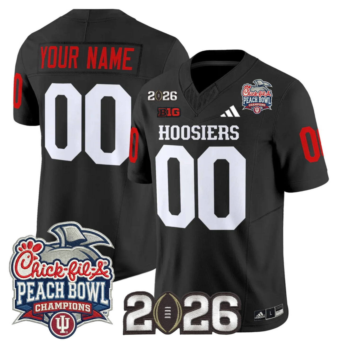 Indiana Hoosiers Peach Bowl Champions & 2026 CFP Finals Patch Vapor Limited Custom Jersey V1 - All Stitched