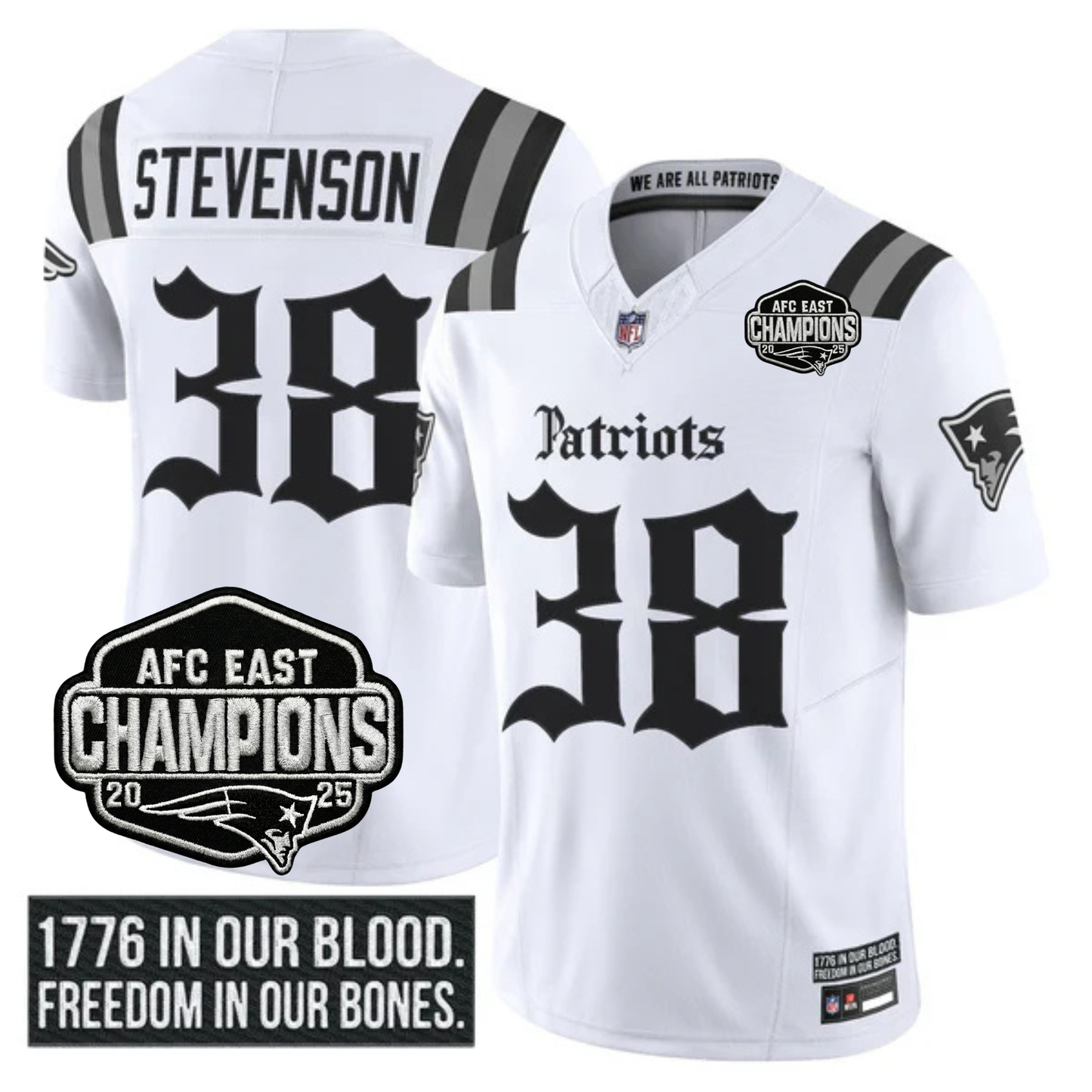 NE 'Gothic Revolution Edition' AFC East Champions Patch Vapor Limited Jersey - All Stitched