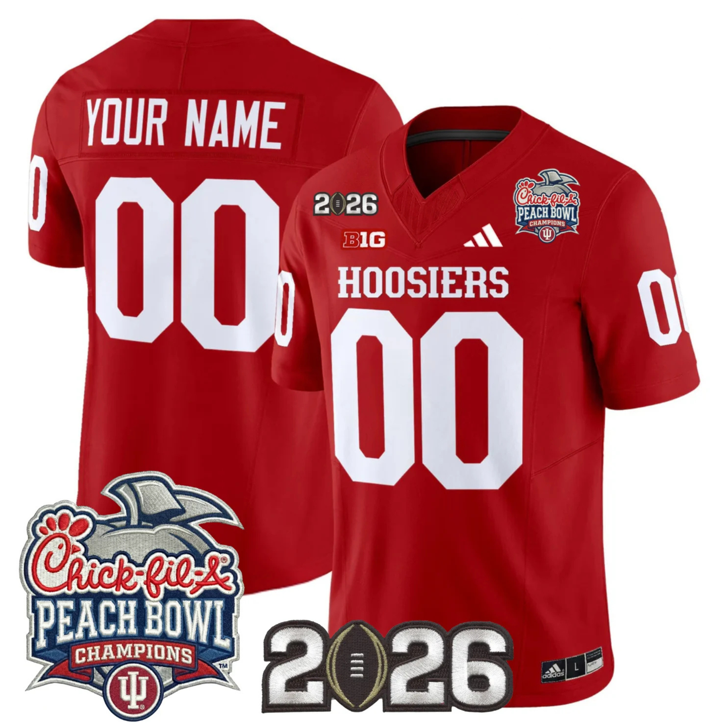 Indiana Hoosiers Peach Bowl Champions & 2026 CFP Finals Patch Vapor Limited Custom Jersey V1 - All Stitched