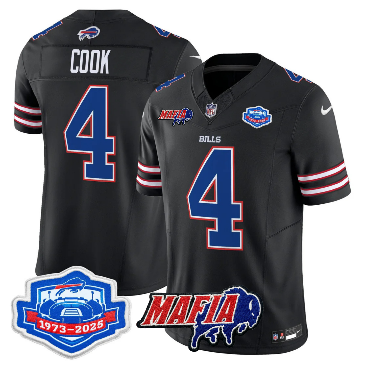 BUF 2025 Bills Mafia & Farewell Season Patch Vapor Limited Jersey - All Stitched