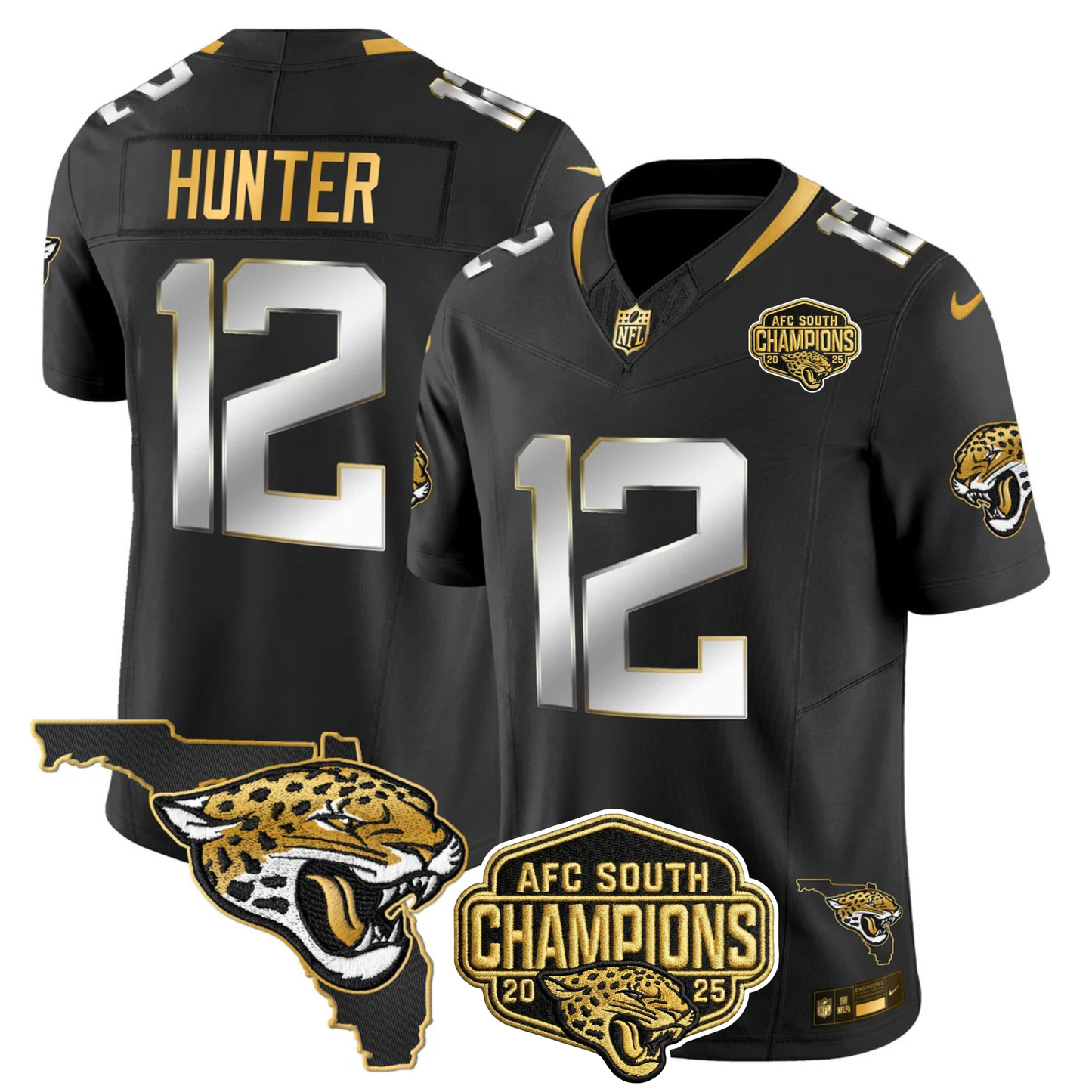 JAX 2025 AFC South Champions Gold Vapor Limited Jersey - All Stitched