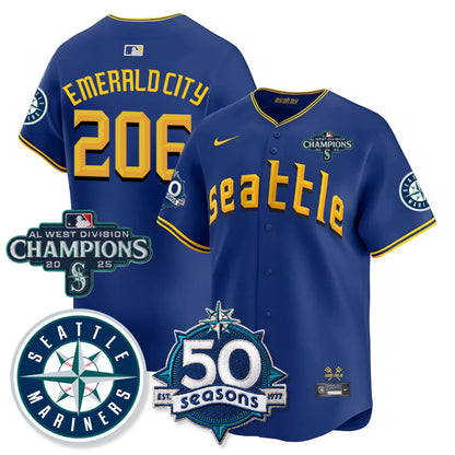 SEA Vapor Premier Limited Gold Jersey - 50th Anniversary & AL West Division Champions - All Stitched