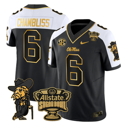 Ole Miss Rebels 2025 Gold Vapor Limited Jersey - Sugar Bowl Patch - All Stitched